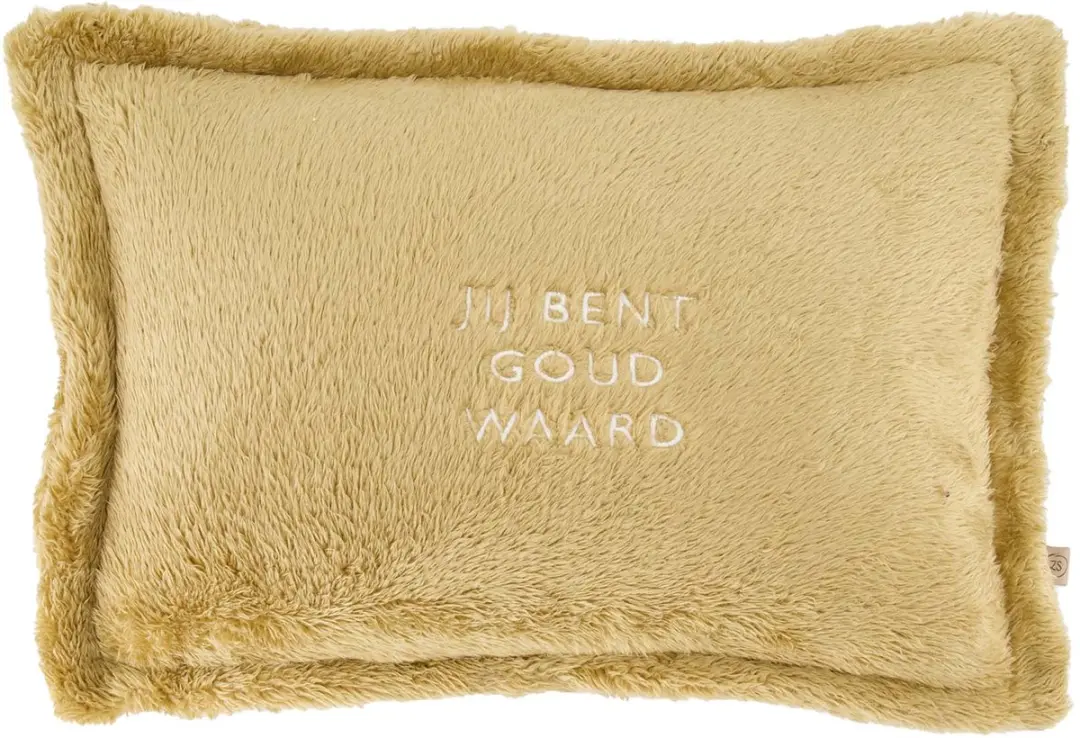 Zusss Cushion Fluffy Jij Bent Goud Waard 35X25cm 100% Polyester Ochre