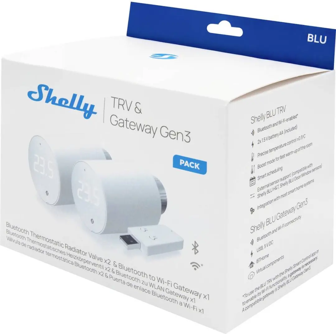 Shelly BLU TRV 2-Pack Radiatorthermostaat & Gateway