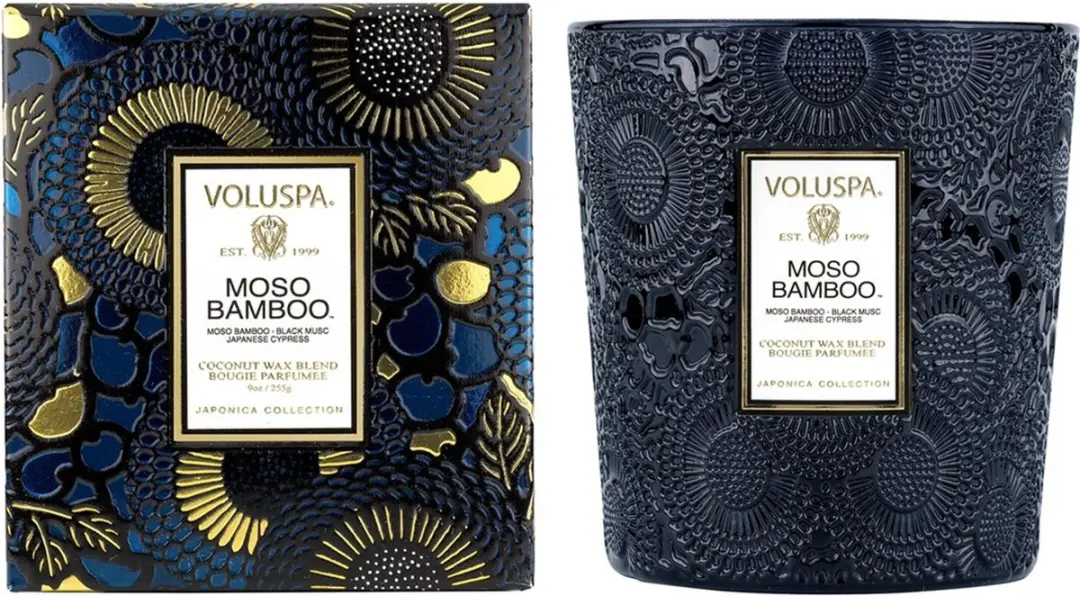 Voluspa Moso Bamboo Classic Geurkaars 255g - Zwart - afbeelding 2 van 4