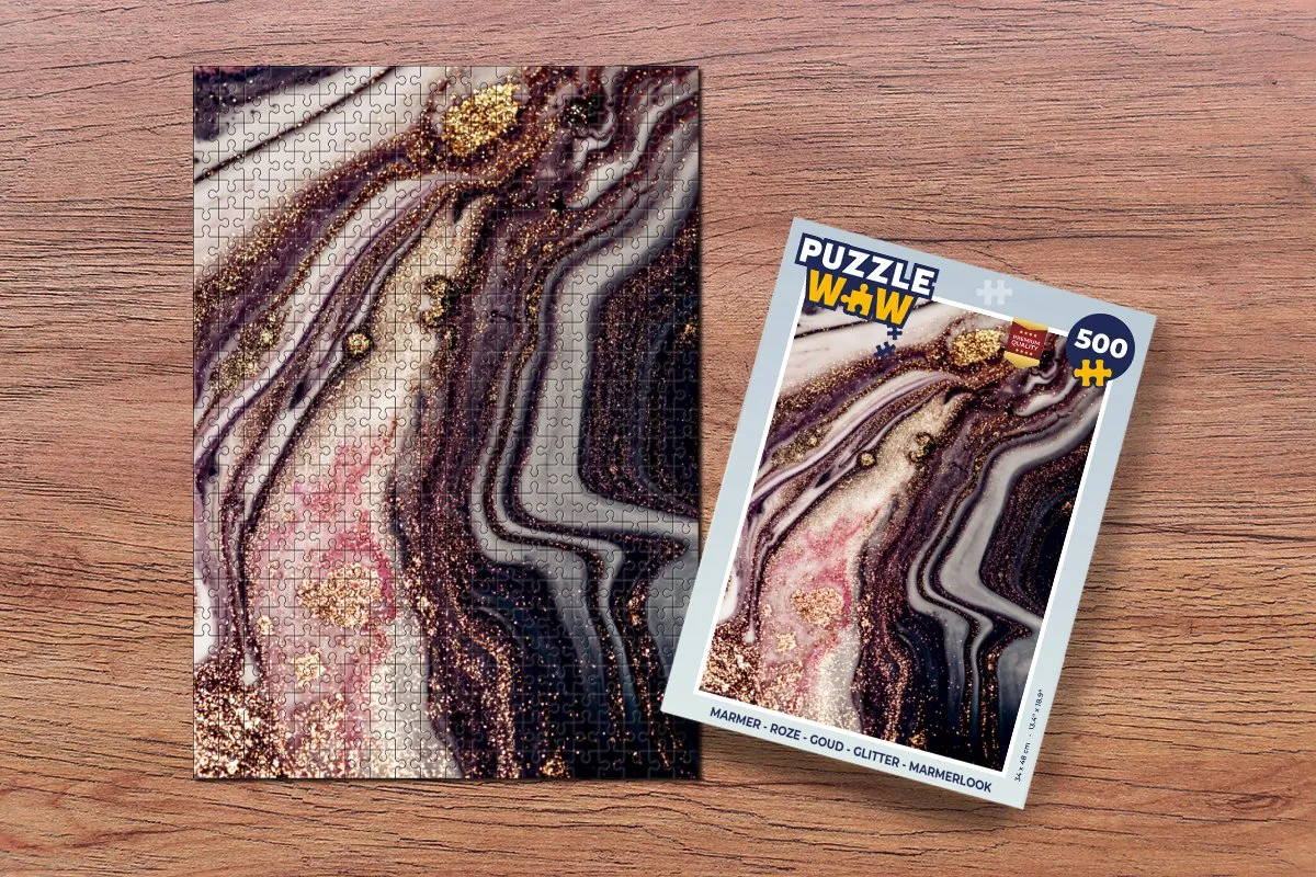 PuzzleWow Legpuzzel Marmerlook 500 Stuks - Multicolor