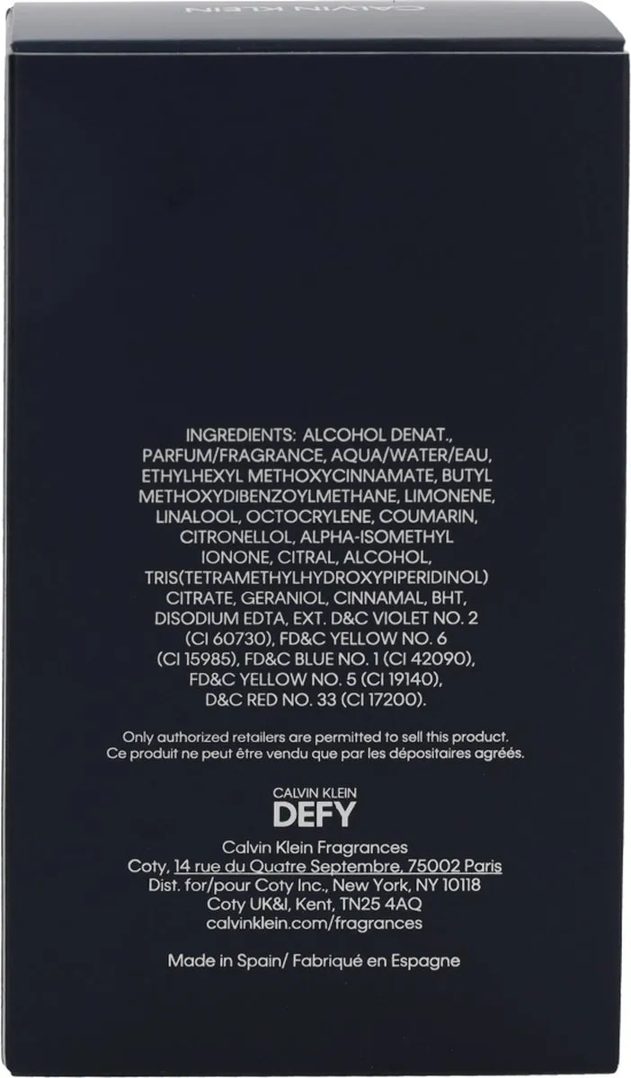 Calvin Klein Defy Herenparfum Eau de Toilette 100ml