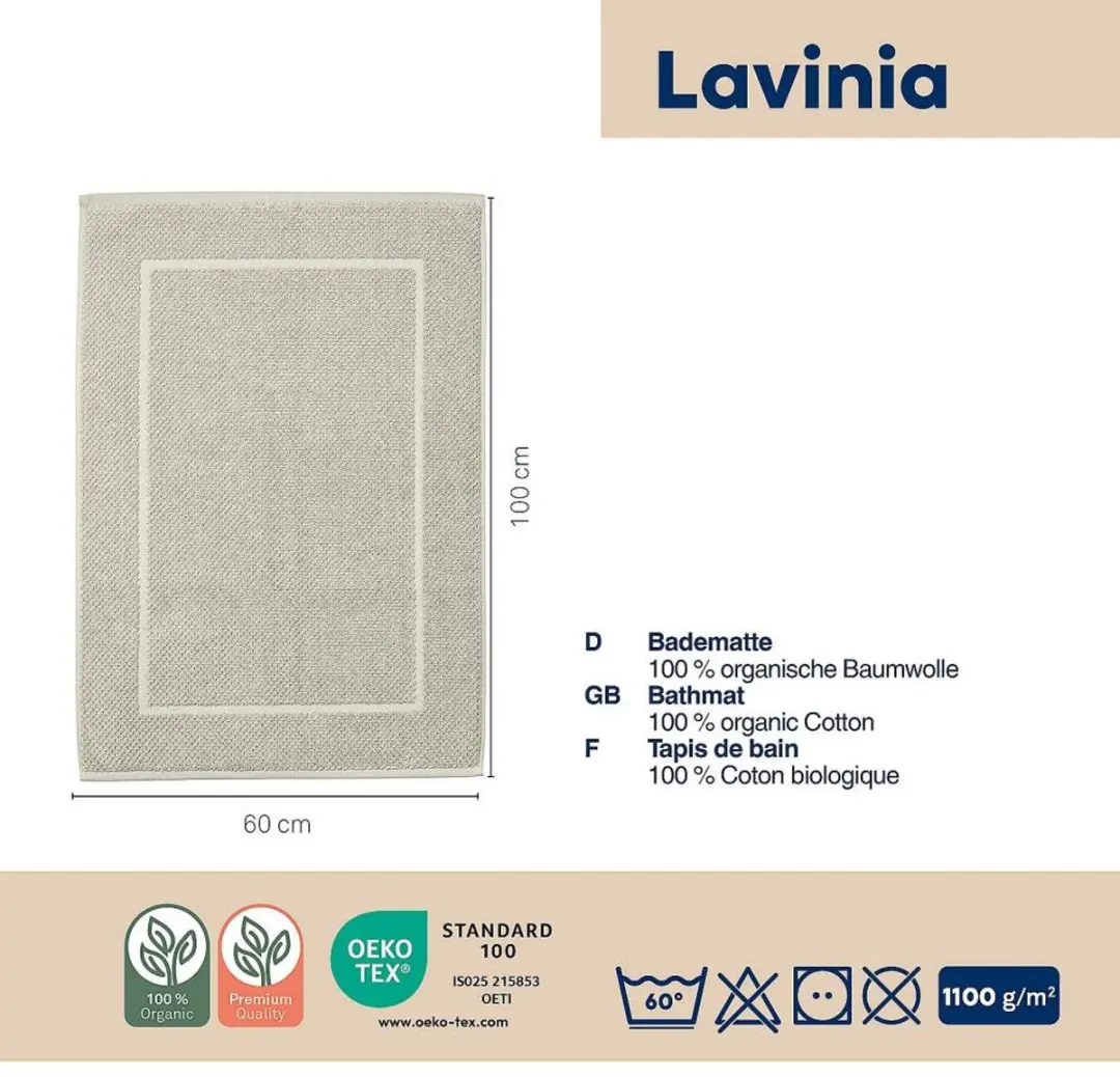 Kela Lavinia Badkamermat - 100% Biologisch Katoen - 60x100cm - Wit - afbeelding 2 van 3
