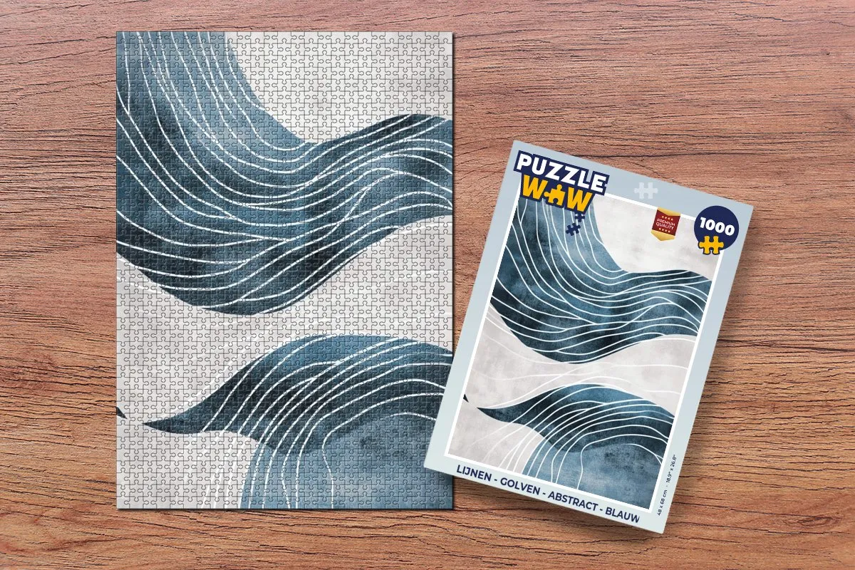 PuzzleWow Lijnen - Golven Legpuzzel 1000 Stuks - Blauw