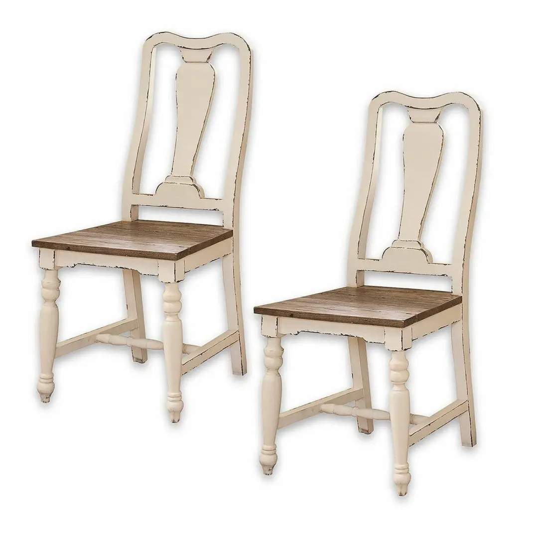 Loberon Harold Stoelen - Set van 2 - Wit/Bruin - afbeelding 2 van 6