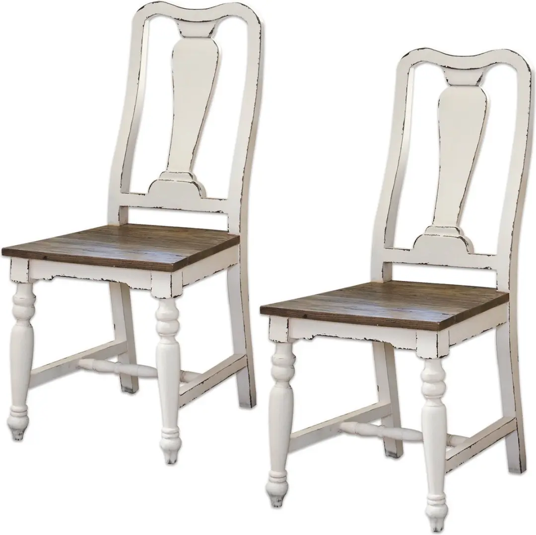 Loberon Harold Stoelen - Set van 2 - Wit/Bruin - afbeelding 4 van 6