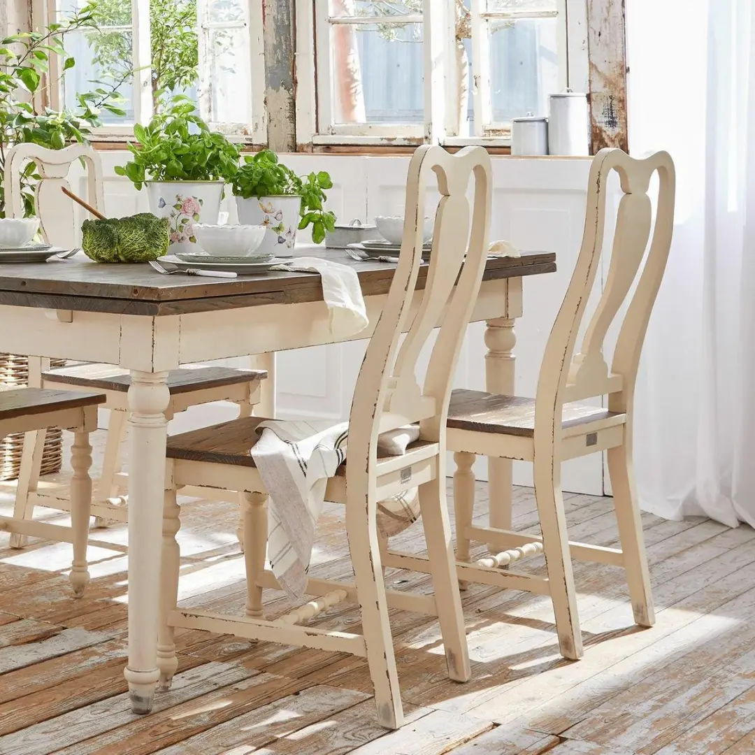 Loberon Harold Stoelen - Set van 2 - Wit/Bruin - afbeelding 6 van 6