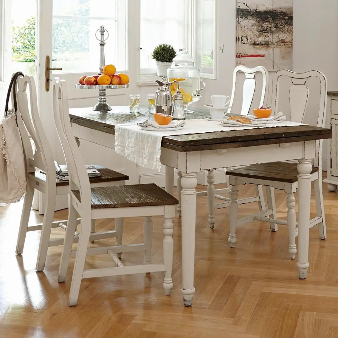 Loberon Harold Stoelen - Set van 2 - Wit/Bruin - afbeelding 5 van 6