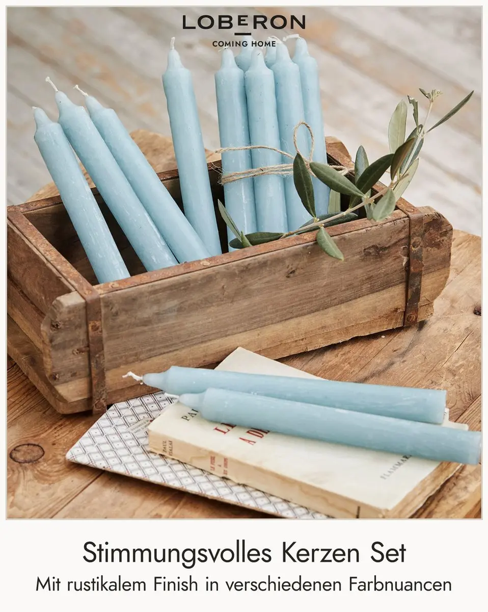 Loberon Bauceau Kaarsen - 12 Stuks - Blauw - afbeelding 2 van 3