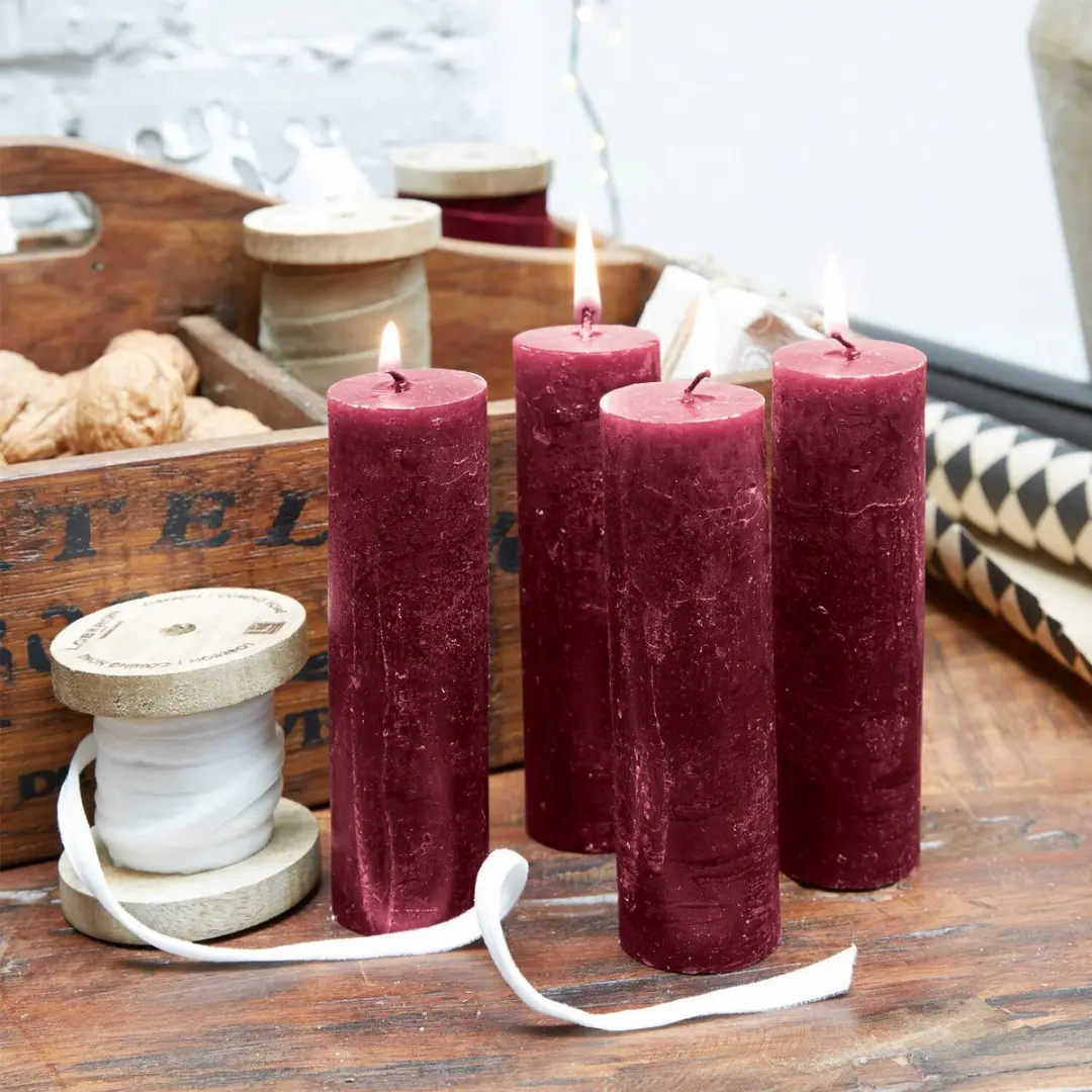 Loberon Muriel Kaarsenset 4 Stuks - Rood - afbeelding 2 van 3