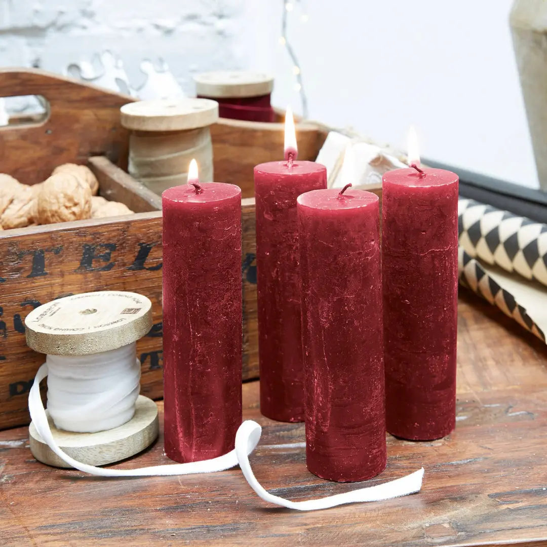 Loberon Muriel Kaarsenset 4 Stuks - Rood - afbeelding 3 van 3