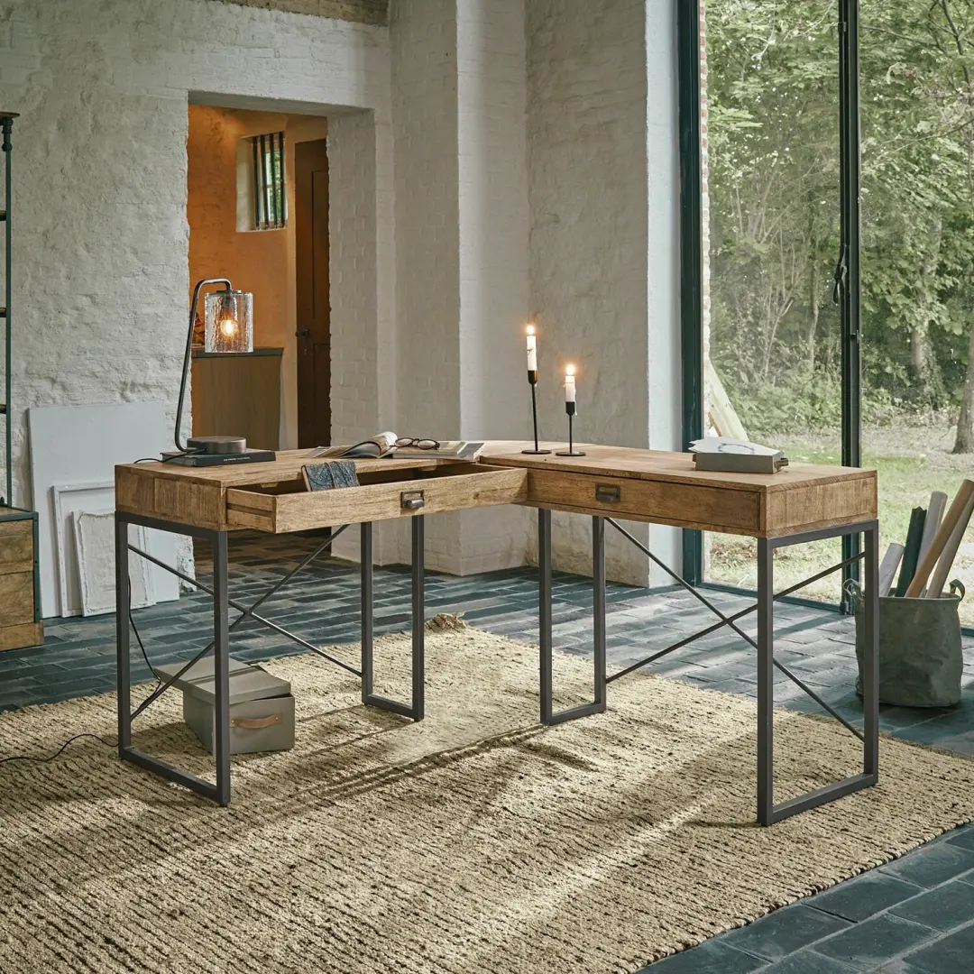 Loberon Bureau Lemuel - Antiekbruin/Zwart - afbeelding 5 van 6