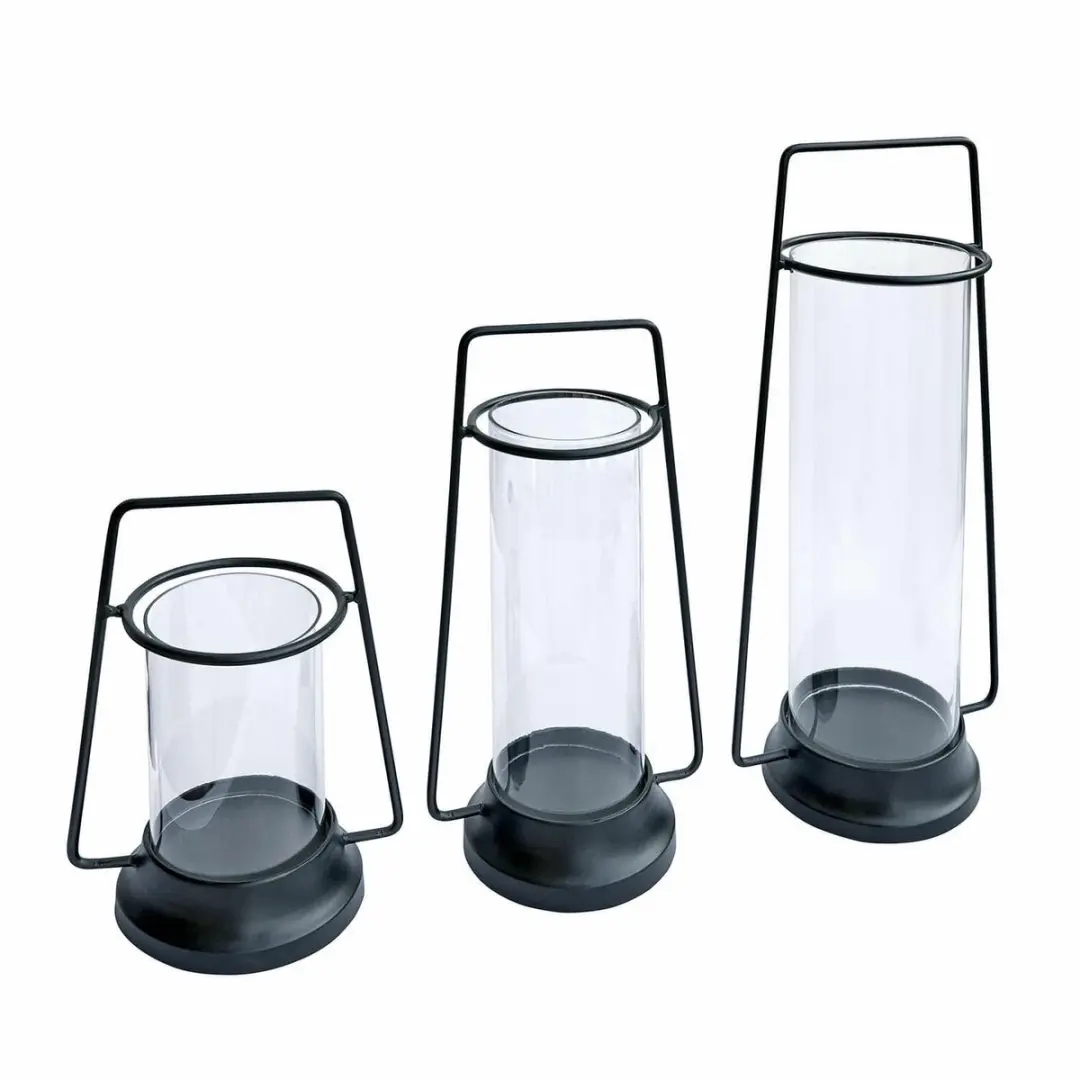 Loberon Windlichtset Mirandel - 3 Stuks - Ø16cm - Zwart - afbeelding 2 van 3