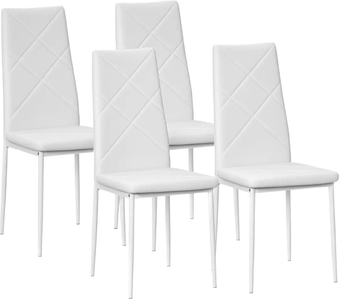 HOMCOM-Esszimmerstuhl-Kunstleder, Stahl-41L x 50B x 97H cm-Weiß
