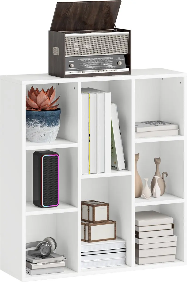 HOMCOM-Bücherregal-Spanplatte-74,3L x 24B x 80H cm-Weiß