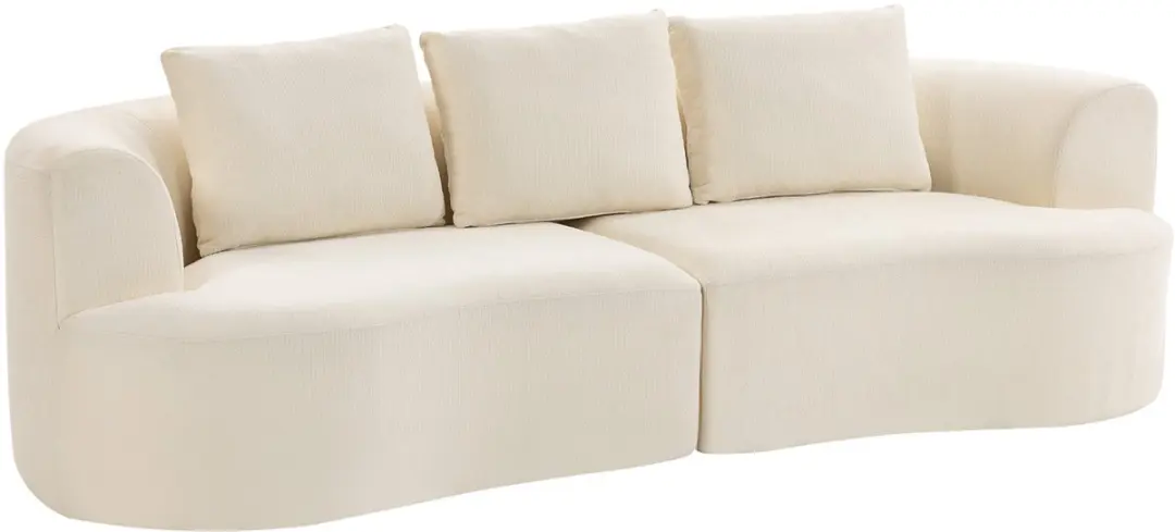 HOMCOM 3-zitsbank-Chenille (100 % polyester), schuim-260L x 106B x 82H cm-Crème