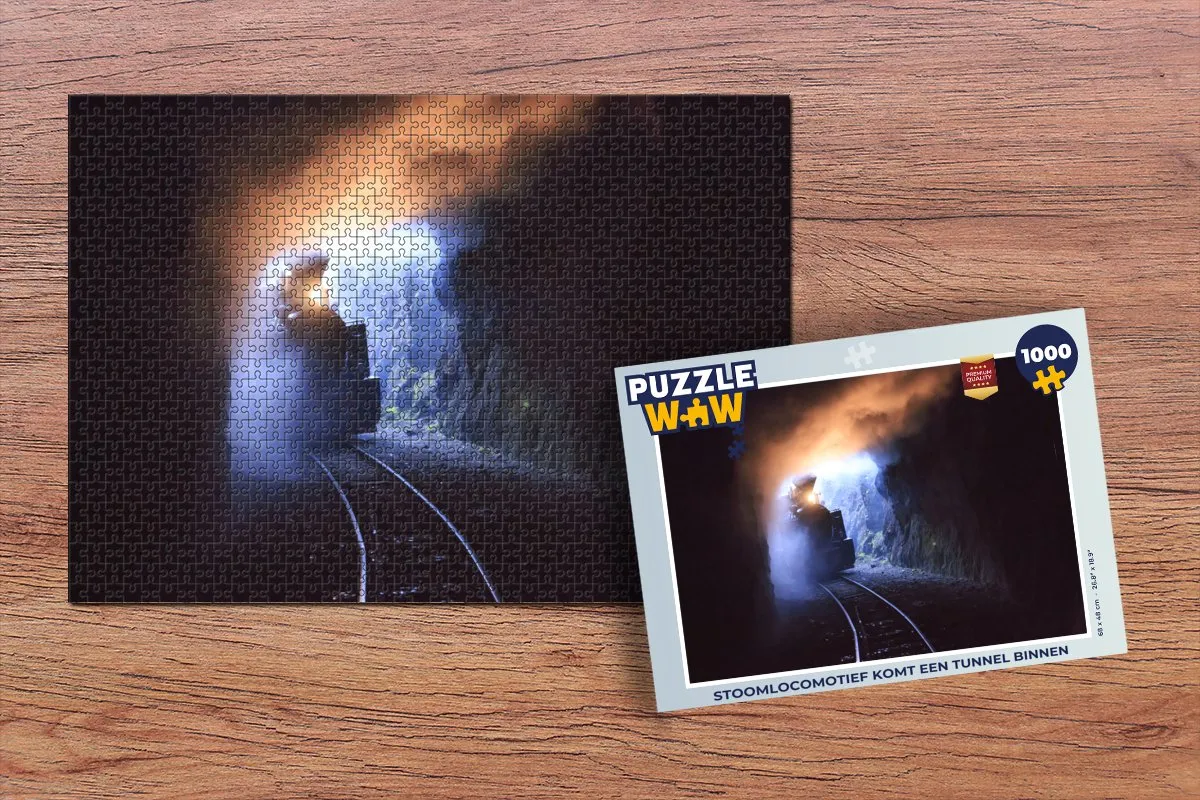 PuzzleWow Stoomlocomotief Tunnel Legpuzzel 1000 Stuks - Multicolor
