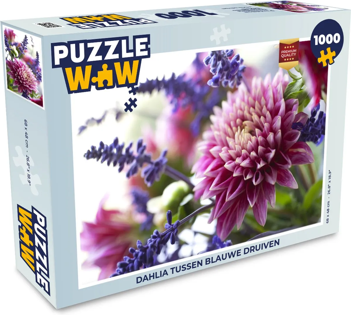 PuzzleWow Dahlia tussen Blauwe Druiven Legpuzzel 1000 Stuks