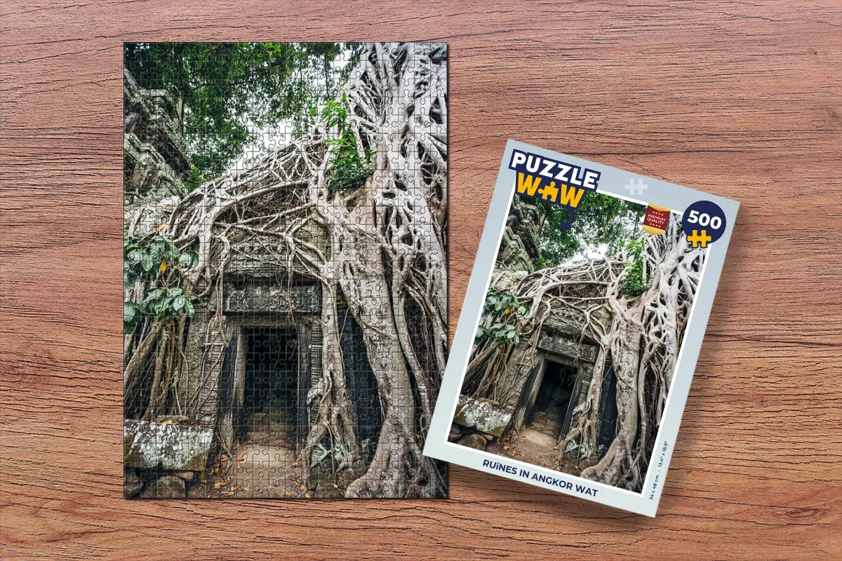 PuzzleWow Ruïnes in Angkor Legpuzzel 500 Stuks - Multicolor