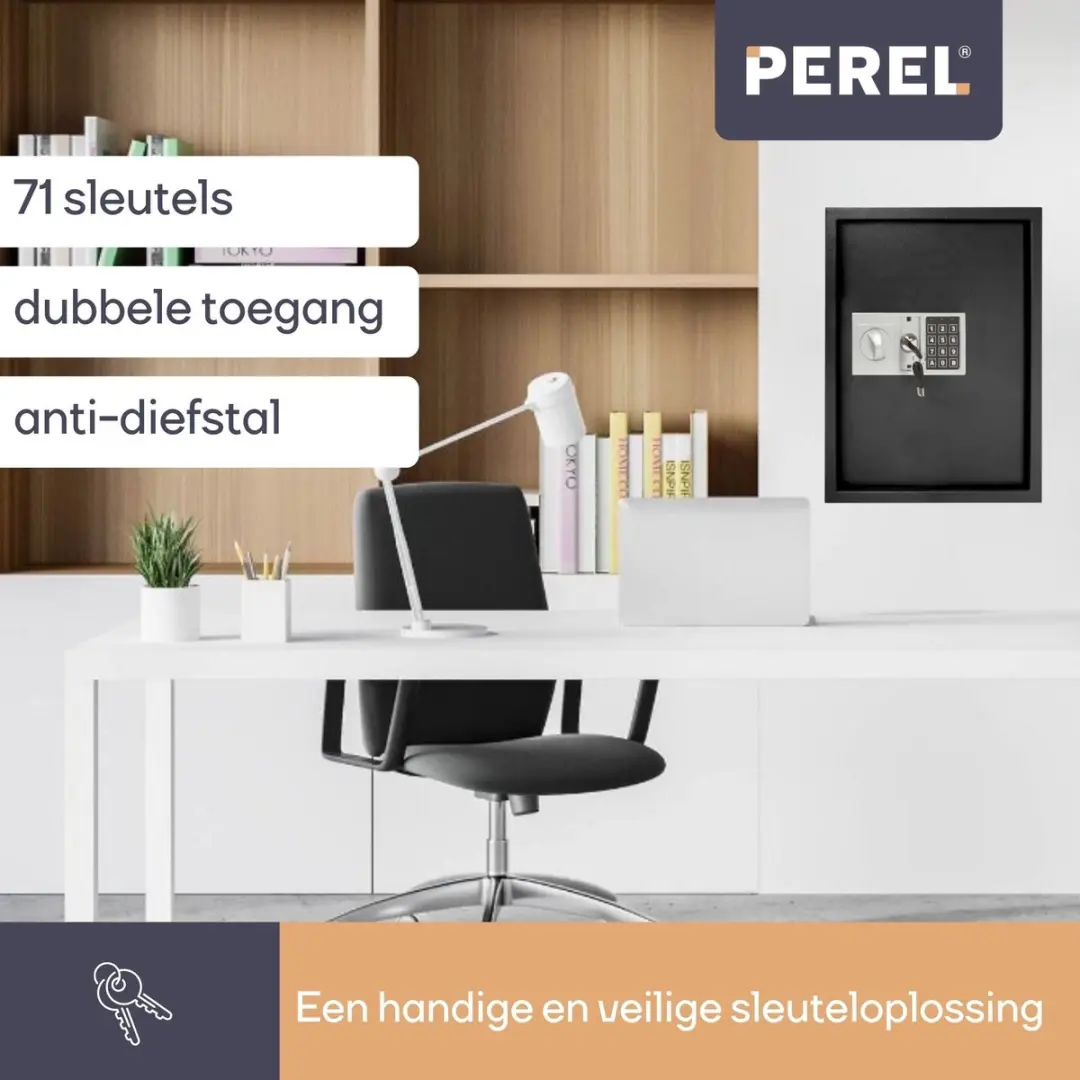 Perel Sleutelkast 71 Haken - Cijferslot - Zwart - afbeelding 6 van 6