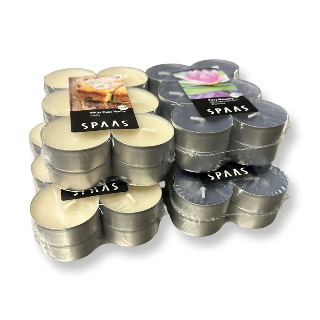 Spaas Geurtheelichtjes/waxinelichtjes - Assortiment - Sfeerpakket - 48 stuks - 4,5 branduren - 4x 12 geurkaarsen