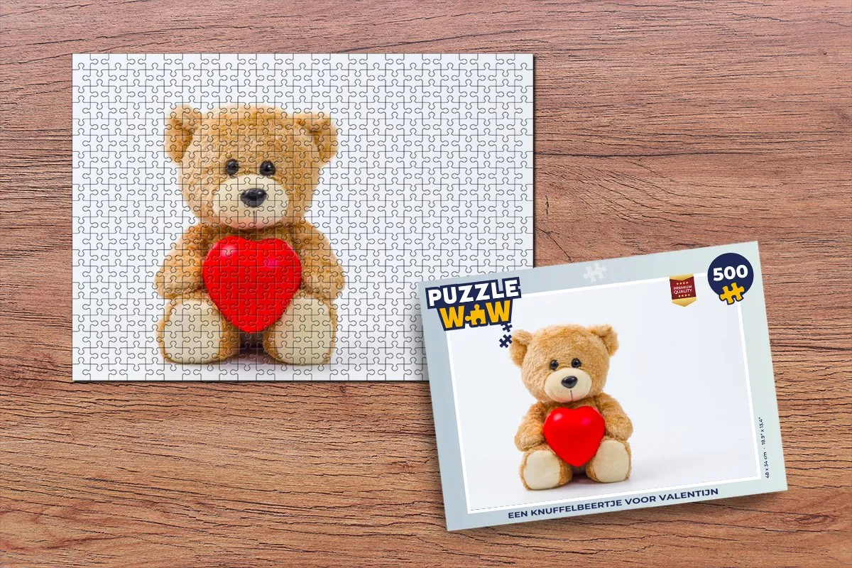 PuzzleWow Legpuzzel Knuffelbeertje Valentijn 500 Stuks - Multicolor