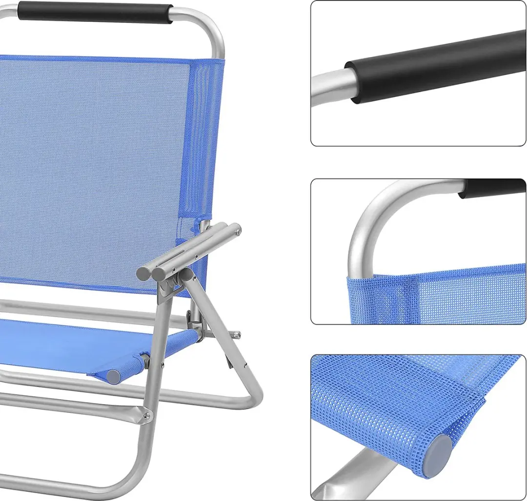 Songmics Strandstoel Blauw - 4 standen - afbeelding 4 van 6