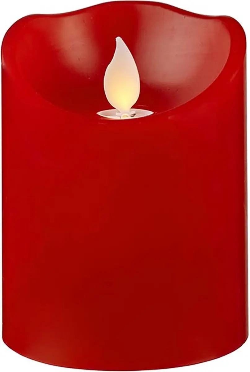 Star Trading Kaars M-Twinkle, zuilkaars, rood, LED, timer, warm geel, binnenkant