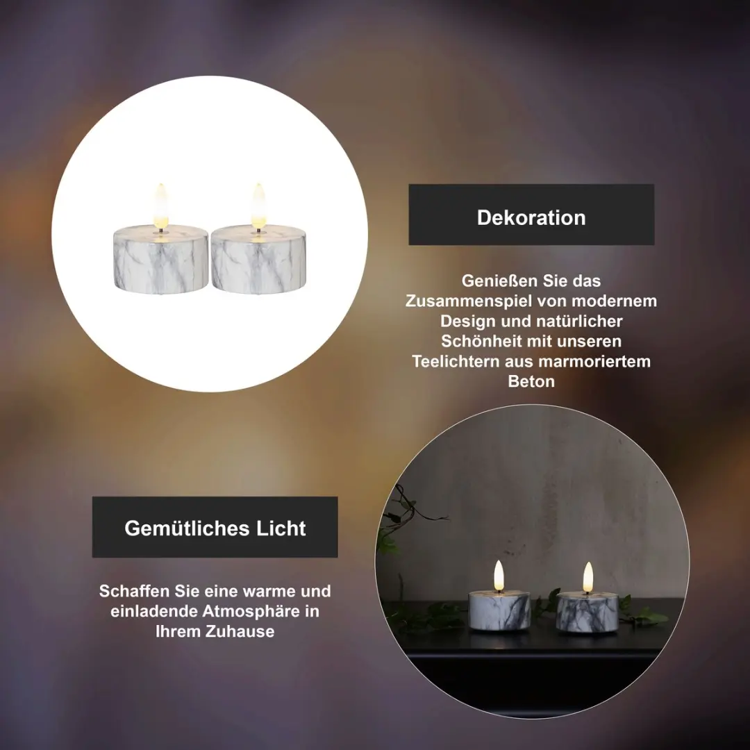 Star Trading Flamme Marble LED Theelichtjes - 2 Stuks - afbeelding 6 van 6