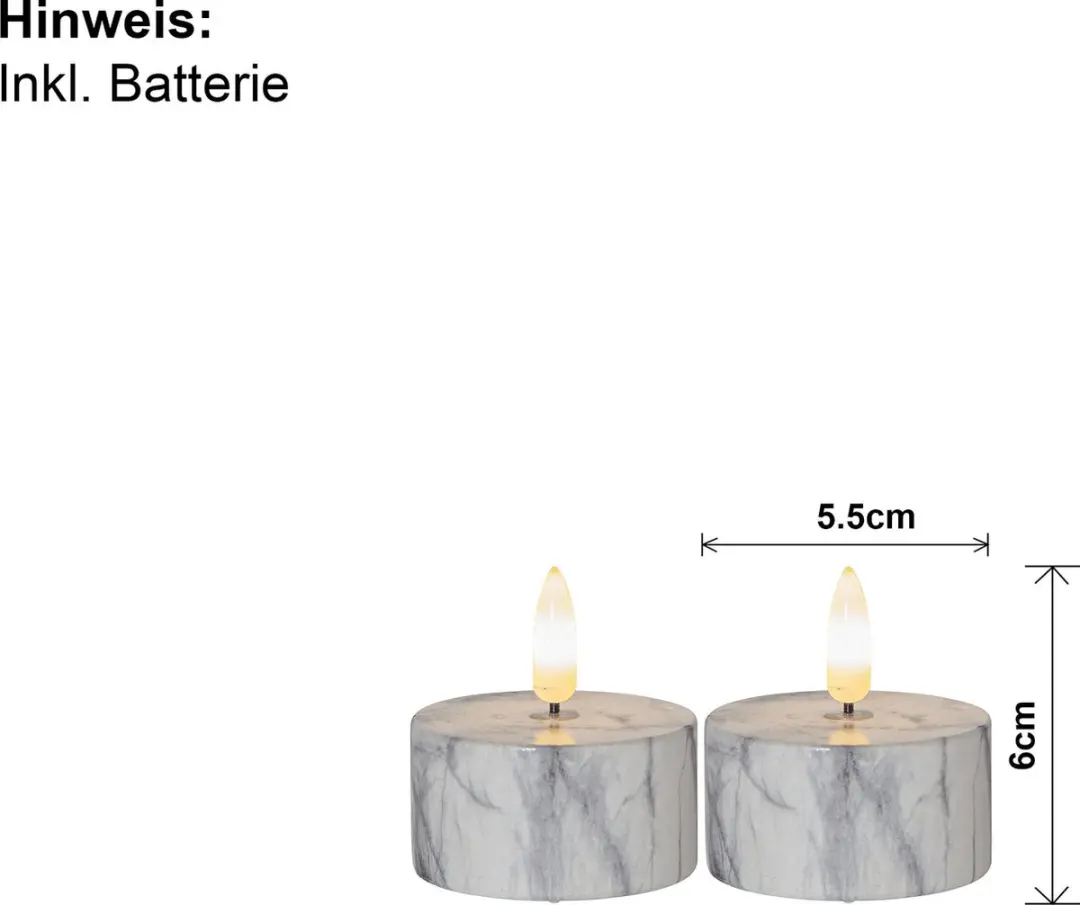 Star Trading Flamme Marble LED Theelichtjes - 2 Stuks - afbeelding 5 van 6