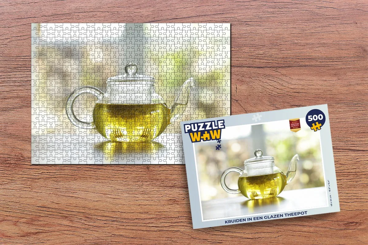 PuzzleWow Kruiden in een glazen theepot Legpuzzel 500 Stuks - Multicolor