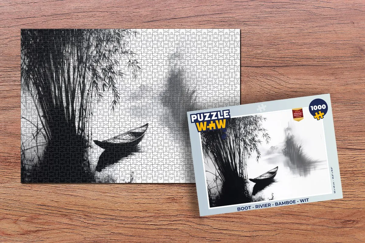 PuzzleWow Boot Rivier Legpuzzel 1000 Stuks - Wit