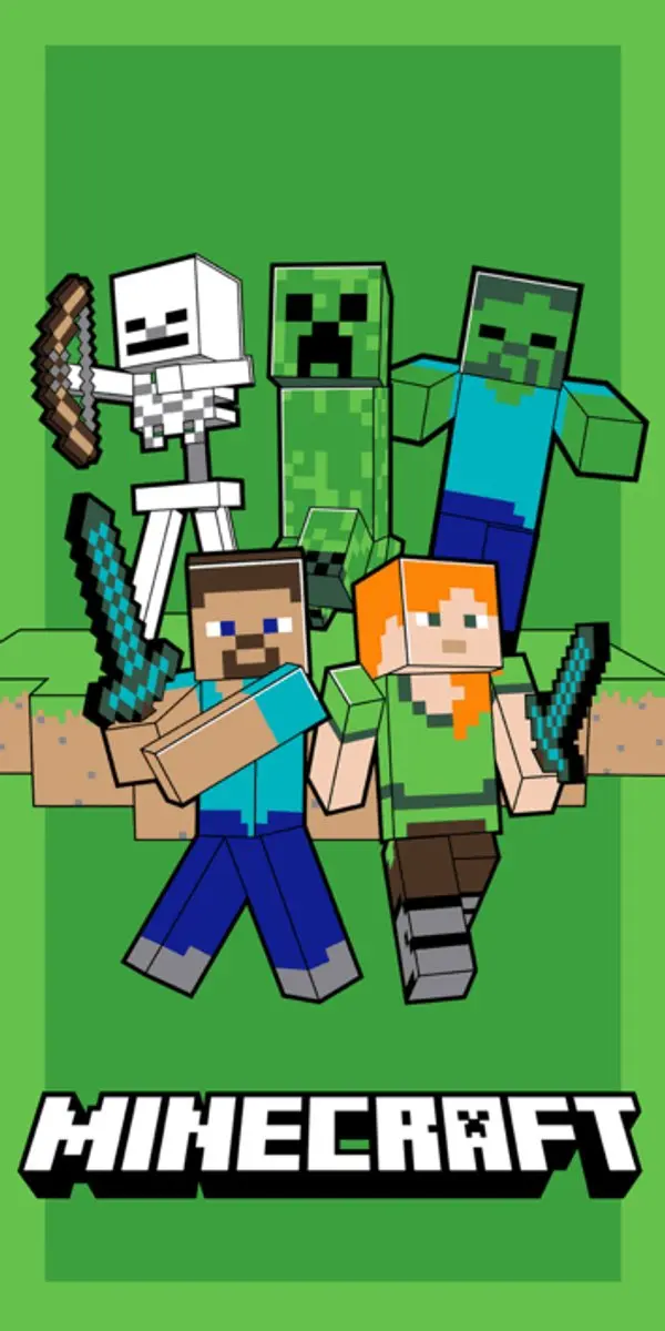 Minecraft handdoek Green 70 x 140 cm