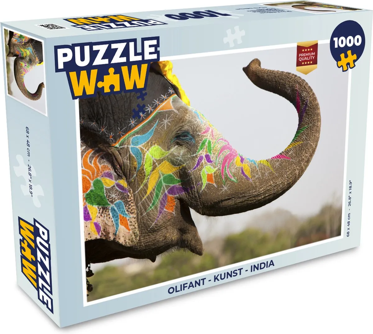 PuzzleWow Olifant India Kunst Puzzel 1000 Stuks