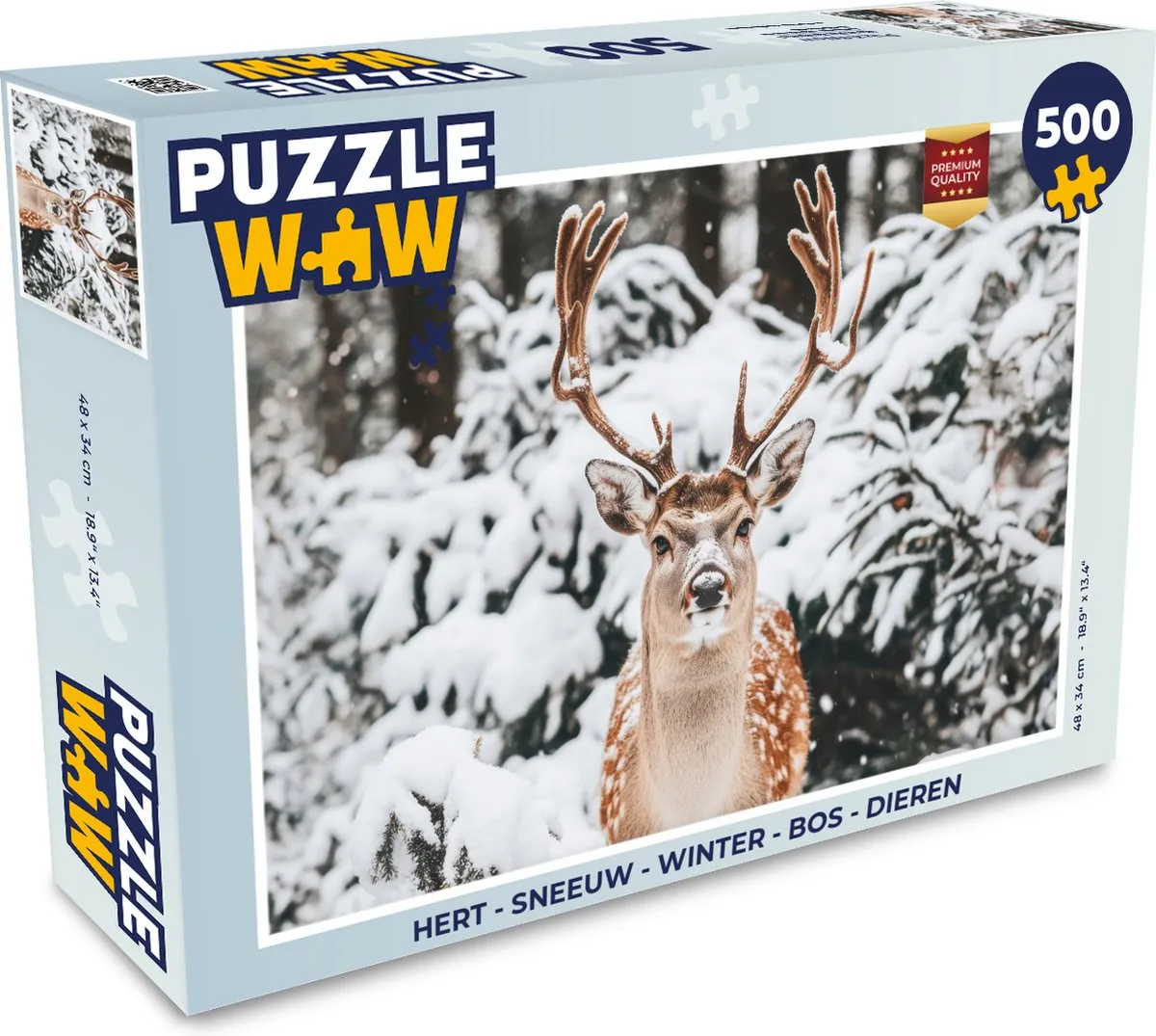 PuzzleWow Hert Sneeuw Winter Bos Dieren Legpuzzel 500 Stuks
