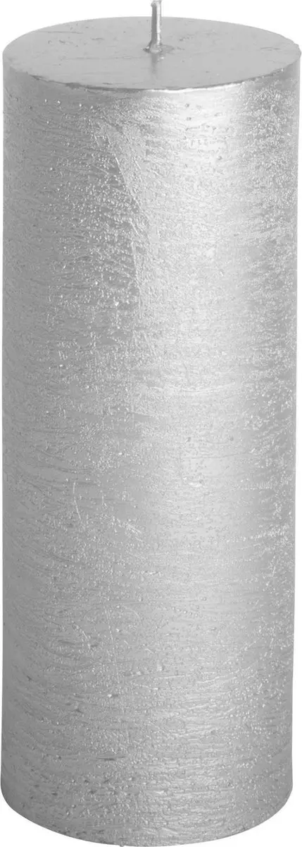 Rustieke kaars ø7x18cm zilver