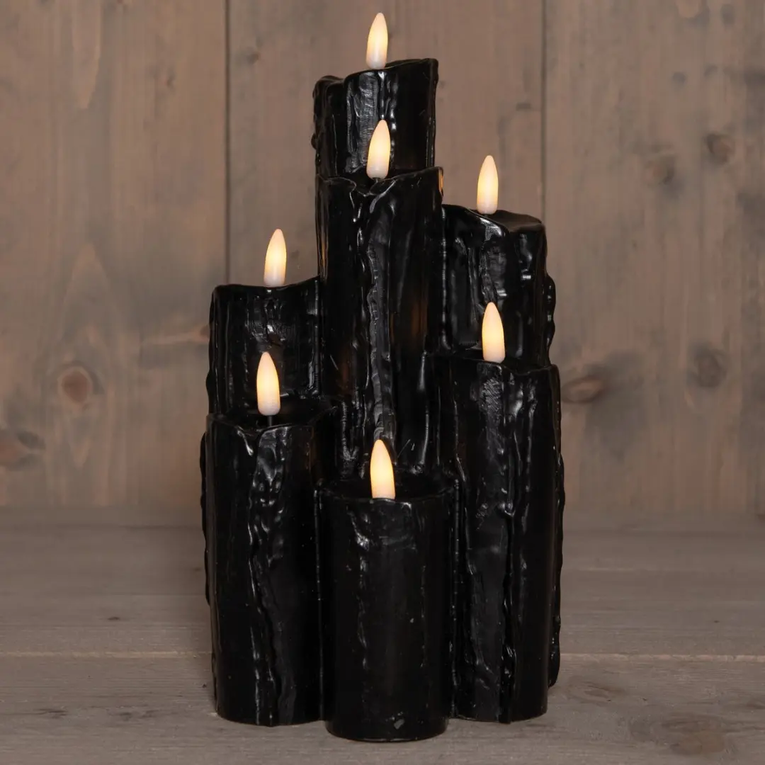 Anna's Collection Druipkaars 7x3D Vlam 25,5x15cm - Zwart - afbeelding 2 van 3