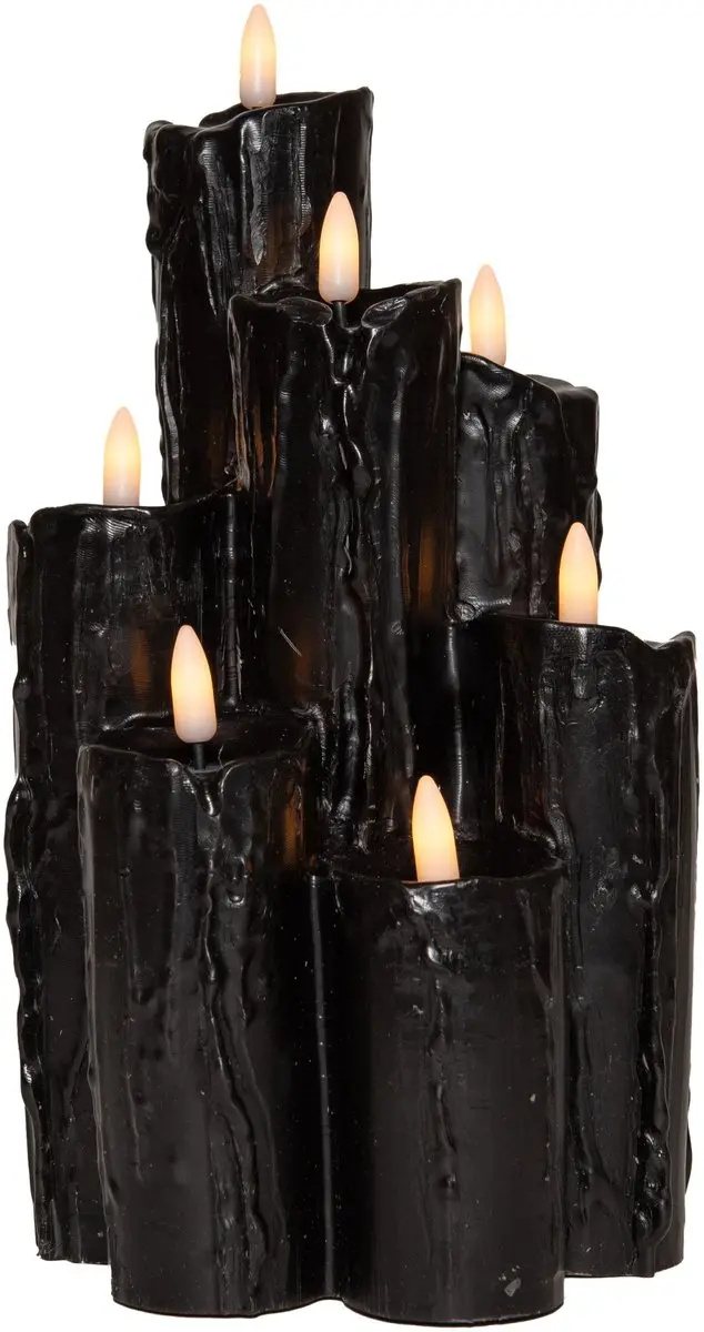Anna's Collection Druipkaars 7x3D Vlam 25,5x15cm - Zwart
