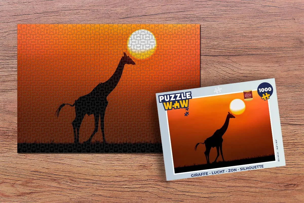 PuzzleWow Giraffe Silhouette Legpuzzel 1000 Stuks - Multicolor