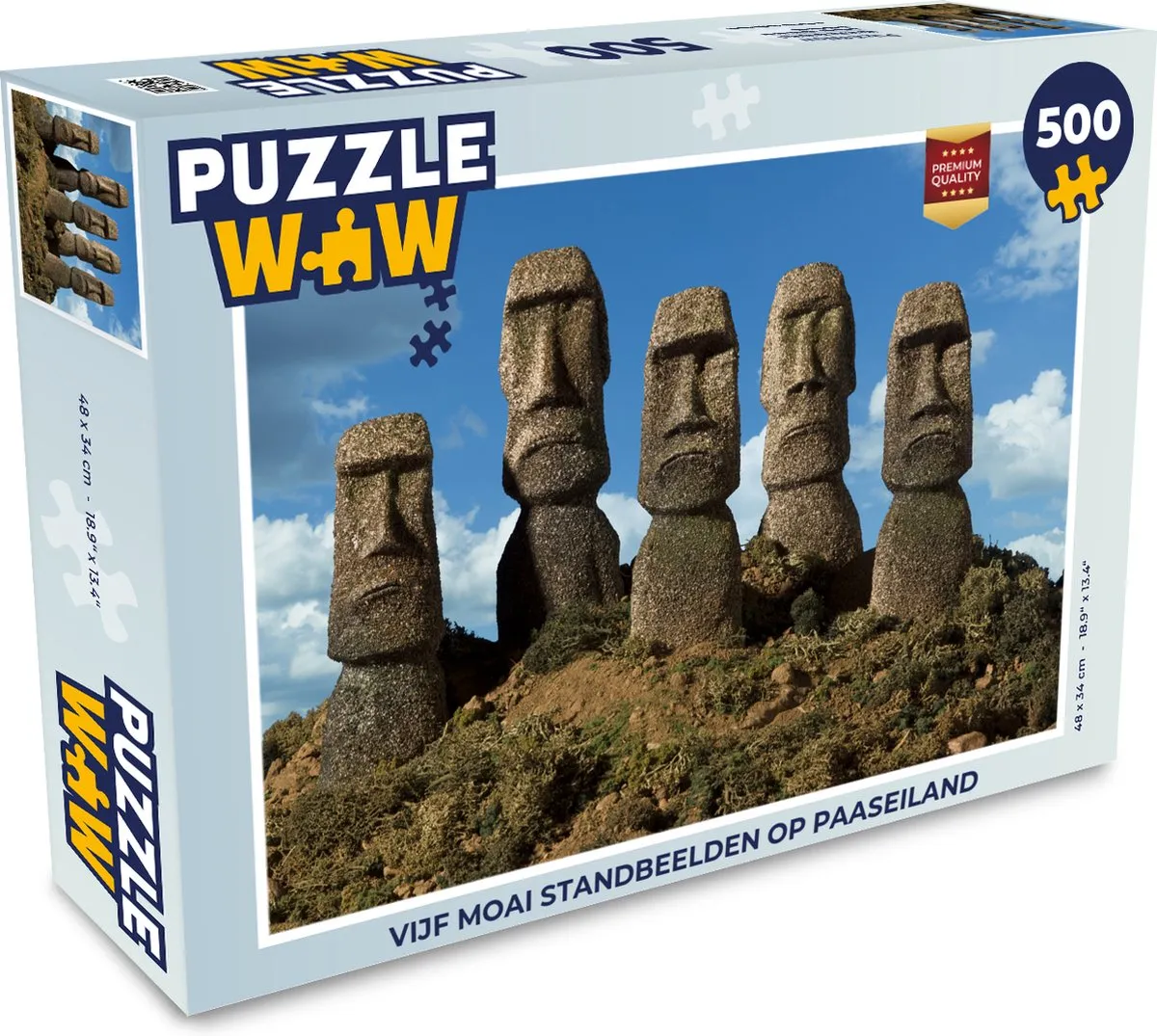 PuzzleWow Moai Standbeelden Legpuzzel 500 Stuks - Multicolor