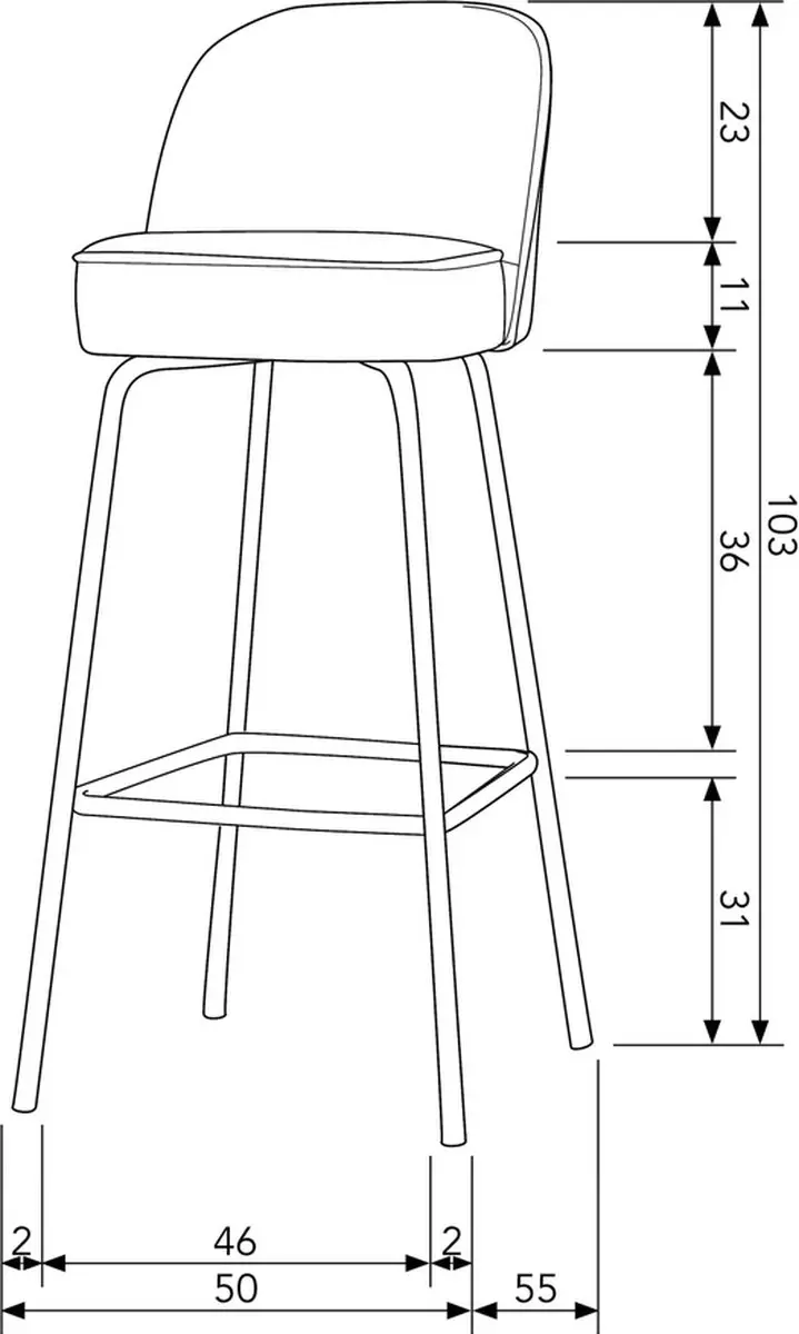 WOOOD Vogue Barstoel 80cm - Cognac - afbeelding 2 van 4