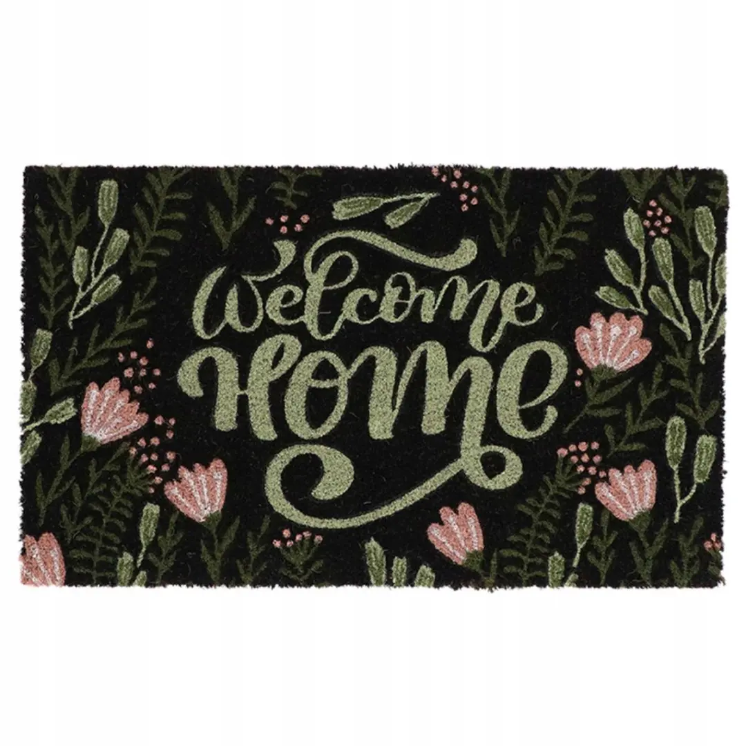 Kokosmat "Bloemen" "Welcome Home" 75x45 cm