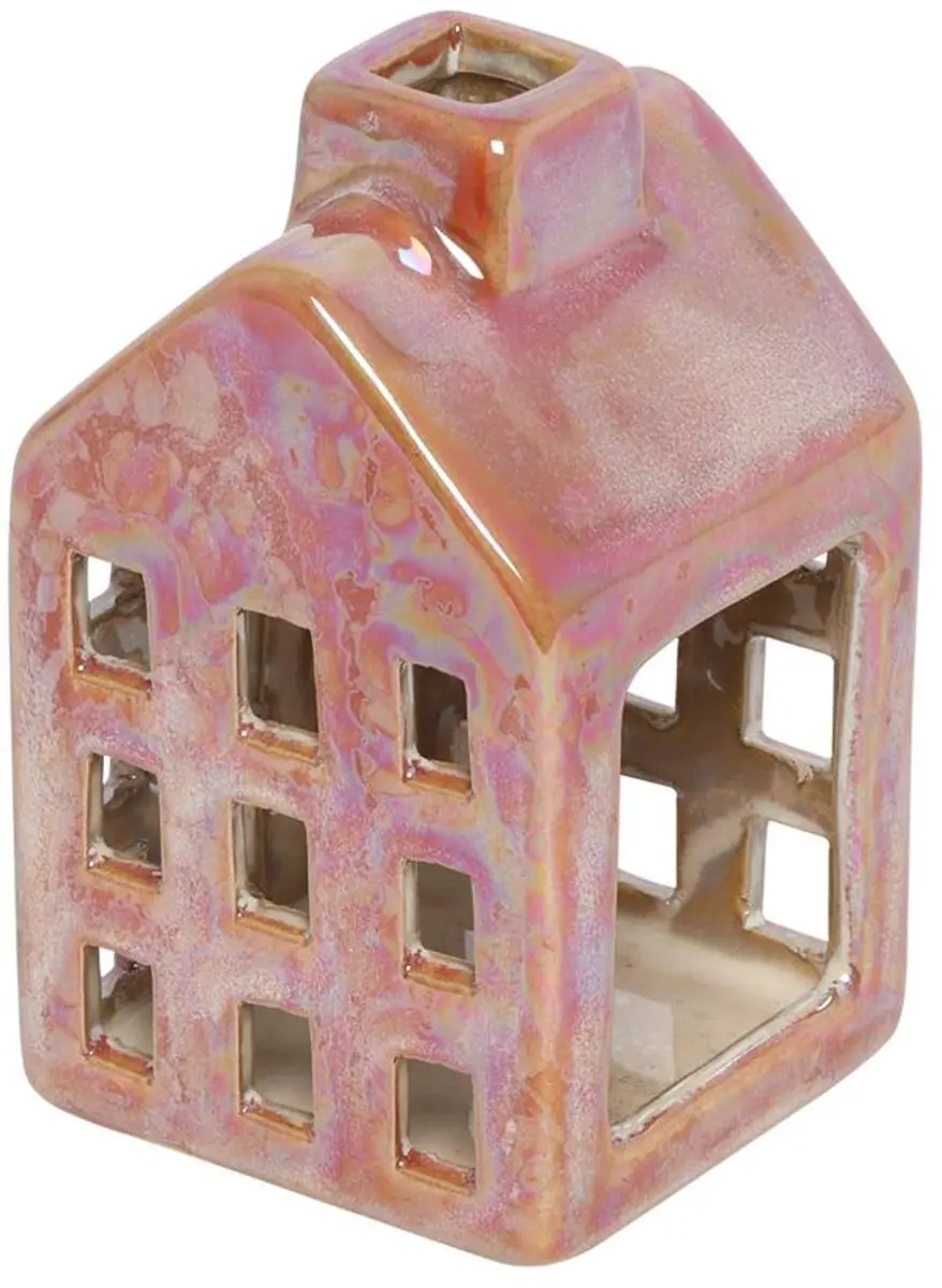 Theelicht huis S rood 6x6x10cm