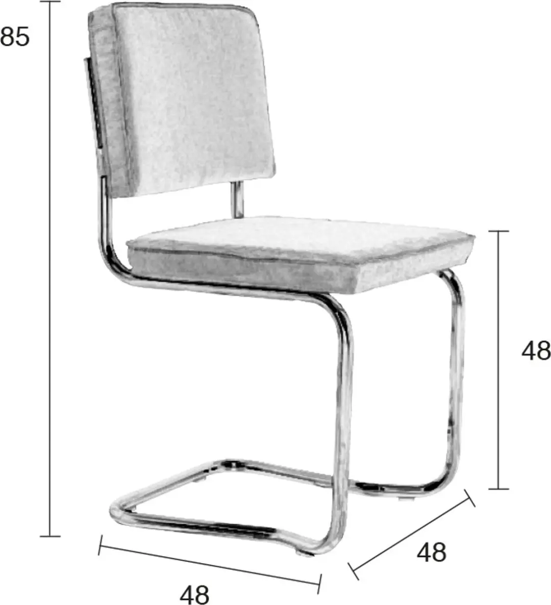 Zuiver Ridge Kink Rib Eetkamerstoelen Lichtgrijs - Set van 2 - afbeelding 3 van 6