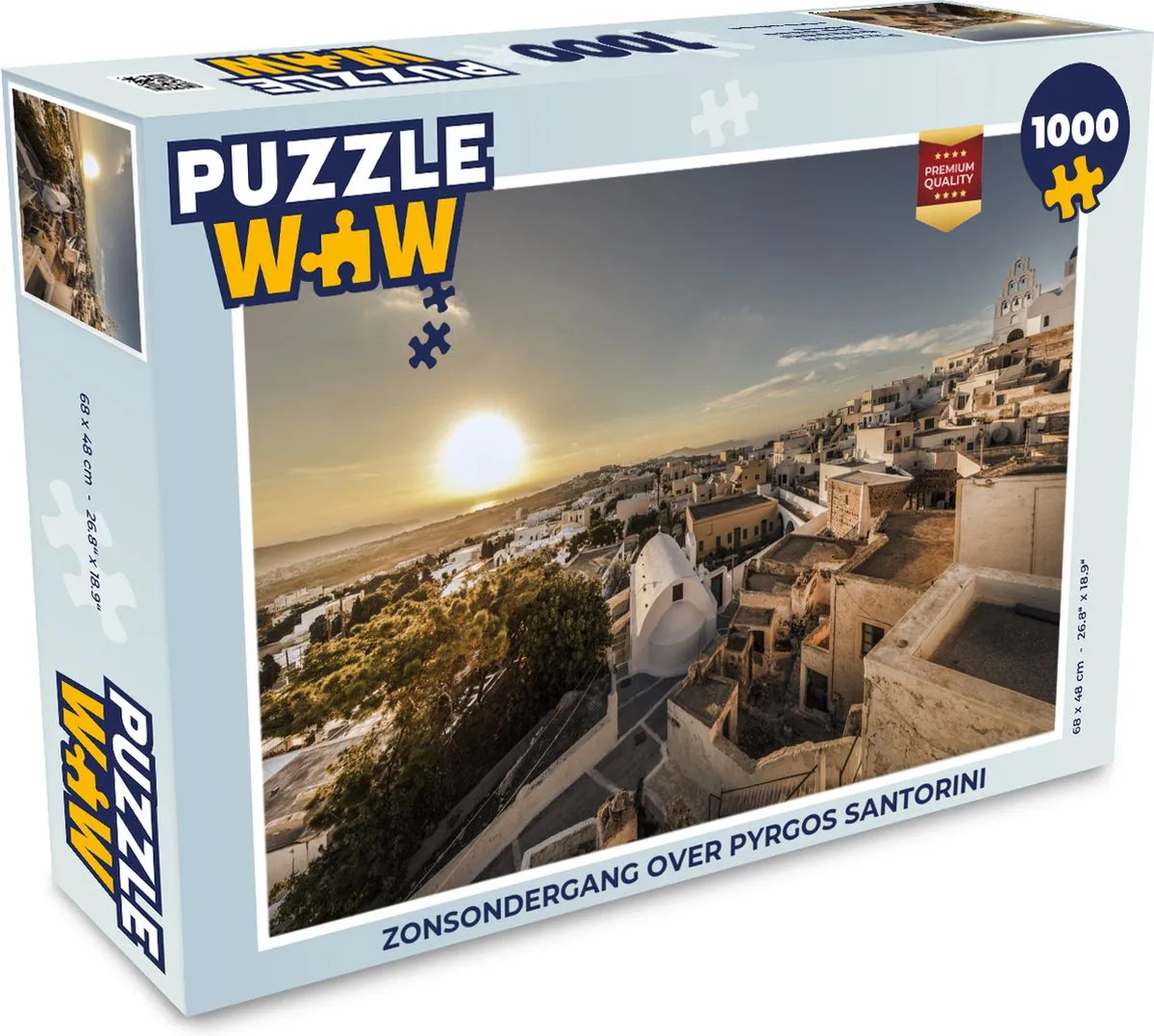 PuzzleWow Zonsondergang Pyrgos Santorini Legpuzzel 1000 Stuks