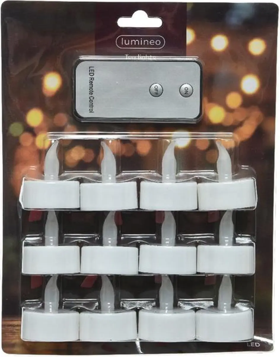 Lumineo LED Waxinelichtjes 12-delig - Wit - Met afstandsbediening - afbeelding 6 van 6