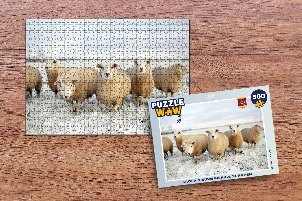 PuzzleWow Groep Nieuwsgierige Schapen Legpuzzel 500 Stuks - Multicolor