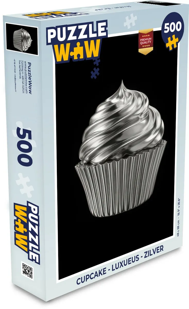 PuzzleWow Cupcake Legpuzzel 500 Stuks - Zilver - MPN 8721406858485