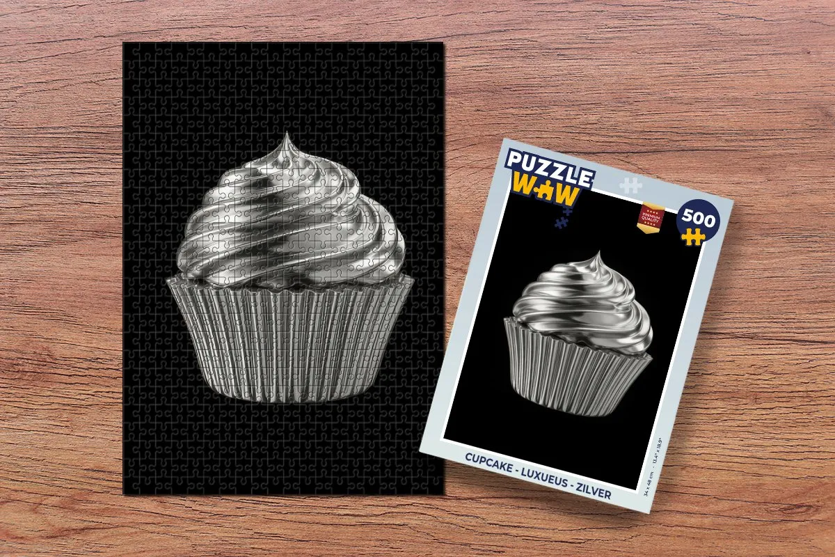 PuzzleWow Cupcake Legpuzzel 500 Stuks - Zilver - MPN 8721406858485