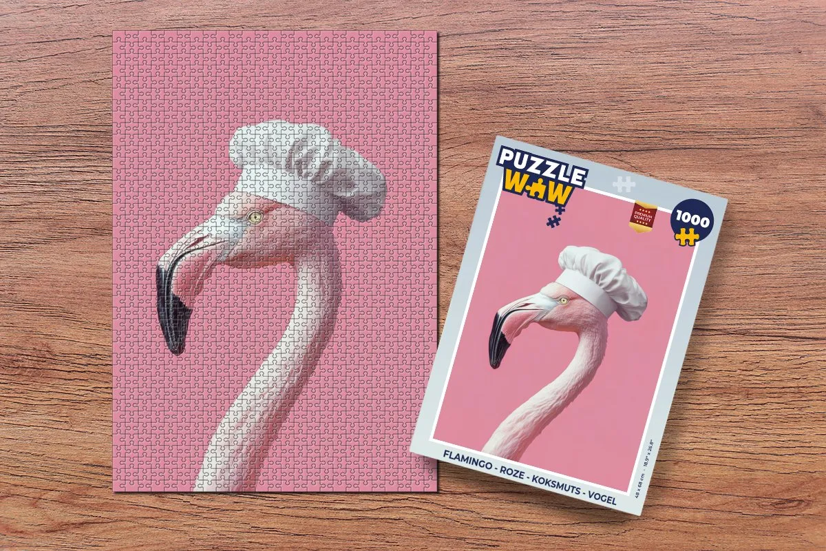 PuzzleWow Flamingo Legpuzzel 1000 Stuks - Roze Koksmuts