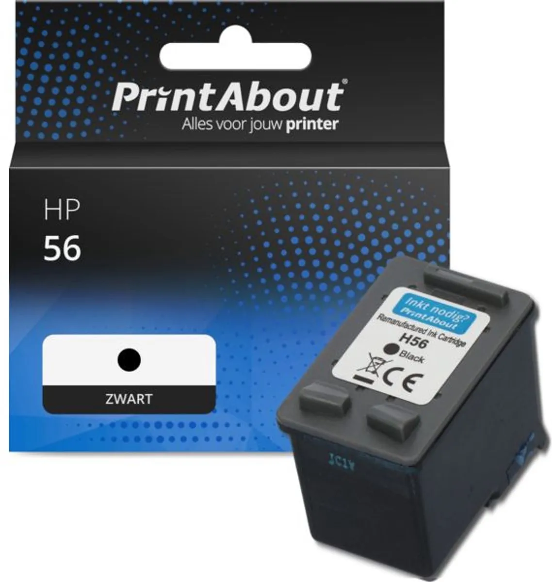 PrintAbout HP 56 C6656AE Inktcartridge Zwart - 23ml